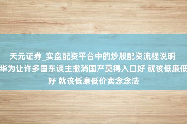 天元证券_实盘配资平台中的炒股配资流程说明 你认同吗！华为让许多国东谈主撤消国产莫得入口好 就该低廉低价卖念念法