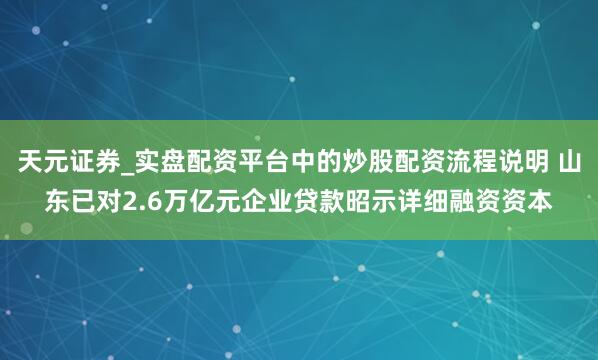 天元证券_实盘配资平台中的炒股配资流程说明 山东已对2.6万亿元企业贷款昭示详细融资资本